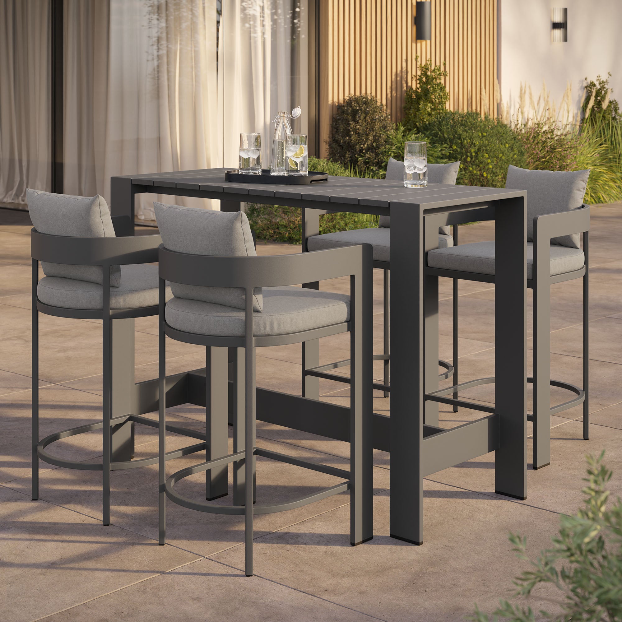 Tulsa 5 Piece Aluminum Bar Height Table Set