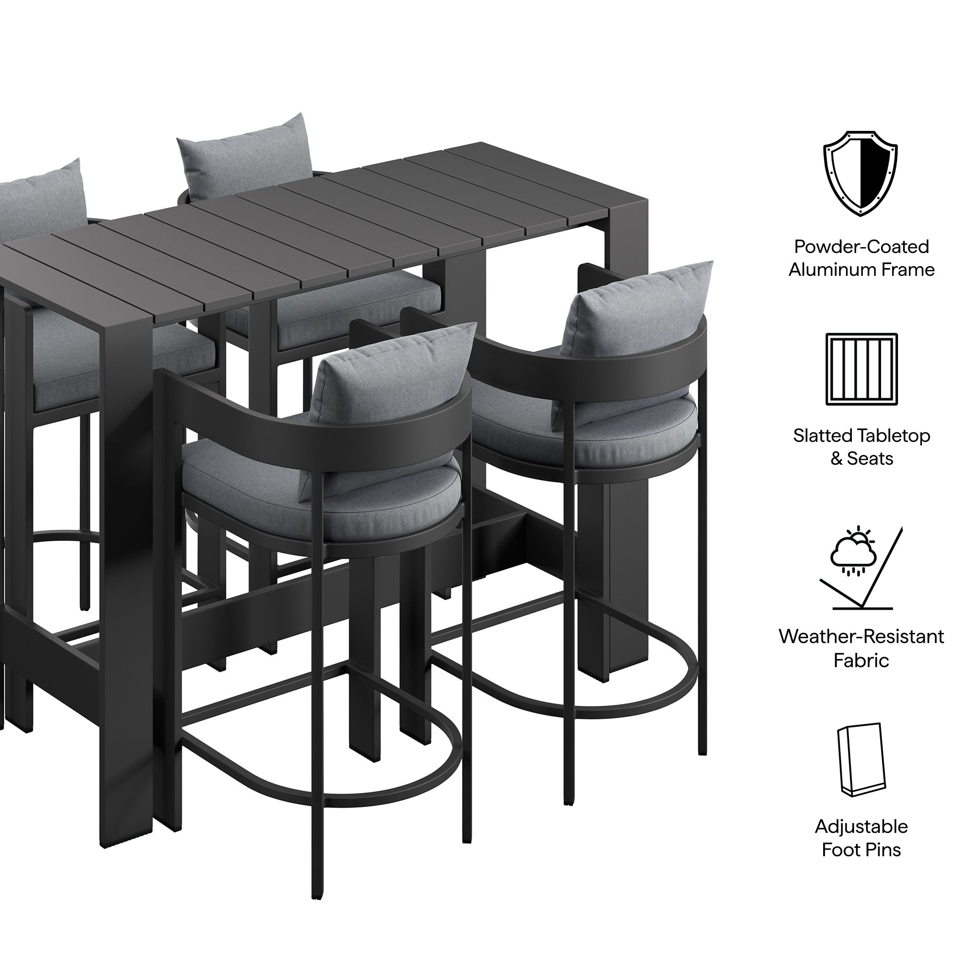 Tulsa 5 Piece Aluminum Bar Height Table Set